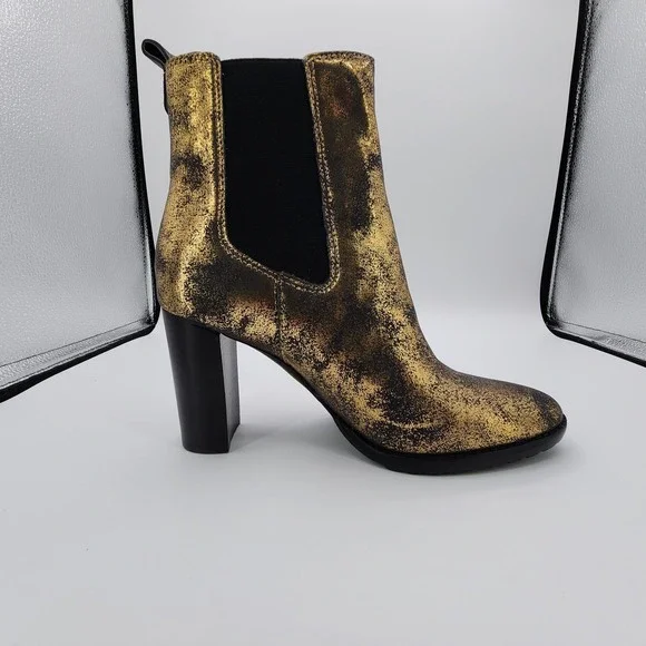 Lauren Ralph Lauren Mylah Stretch Metallic Ankle Boots Womens Size 8B NEW No Box